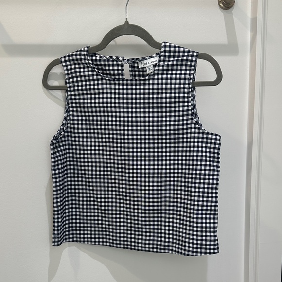 Jules & Leopold Tops - Navy and White Gingham Sleeveless Shell Top
